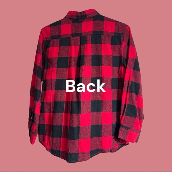 Faded Glory Boys Red and Black Plaid Shirt Button Down Long Sleeve NWOT 14/16 - Picture 2 of 5